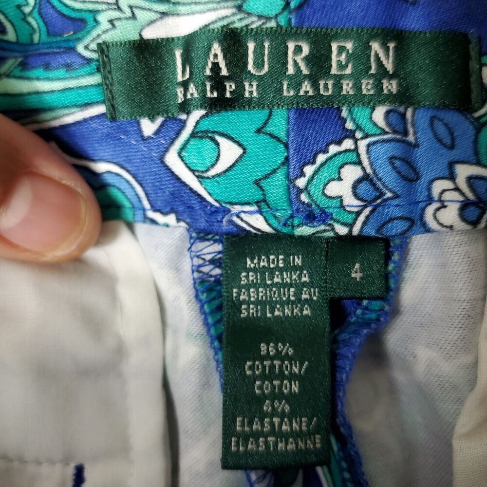 RALPH LAUREN Womens Shorts 4 Blue Floral Paisley High Waist Pockets LRL - Picture 7 of 14